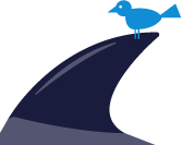 Shark fins and birds on it