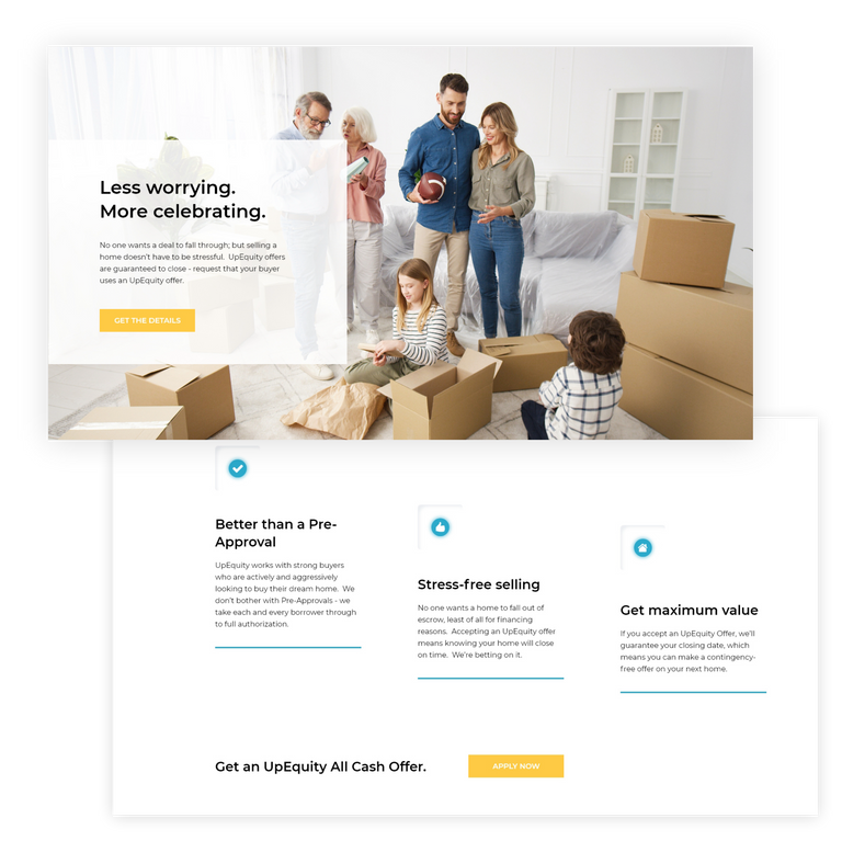 Kodius' breakdown of vital information into service groups for UpEquity page; design section