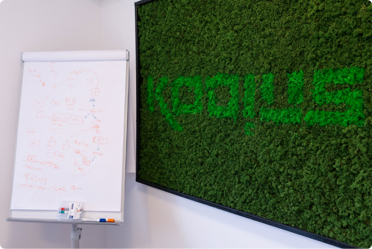 Kodius conference room white-board and decorative panel with logo