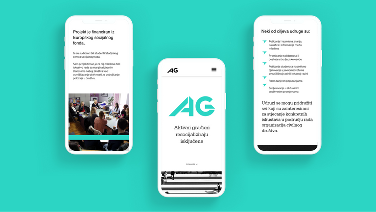 Kodius' mockup of Aktivni građani page; development phase; project vision preview