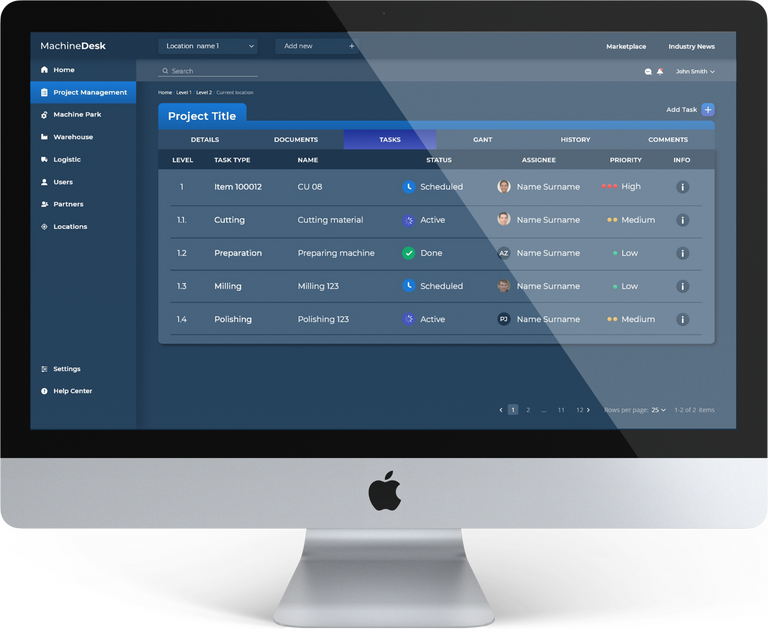 Kodius' mockup of cloud-based project management tool for Worcon; project vision