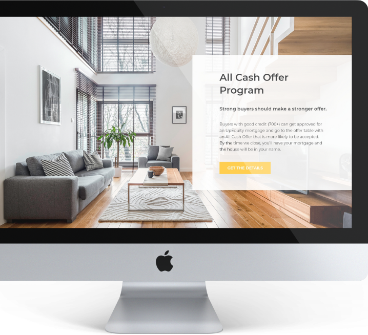Kodius' mockup of UpEquity page; development phase; project vision preview