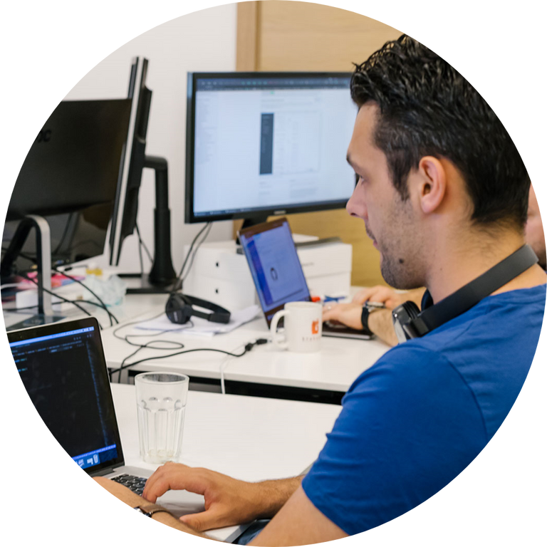 Step three image - Branimir working at his work post